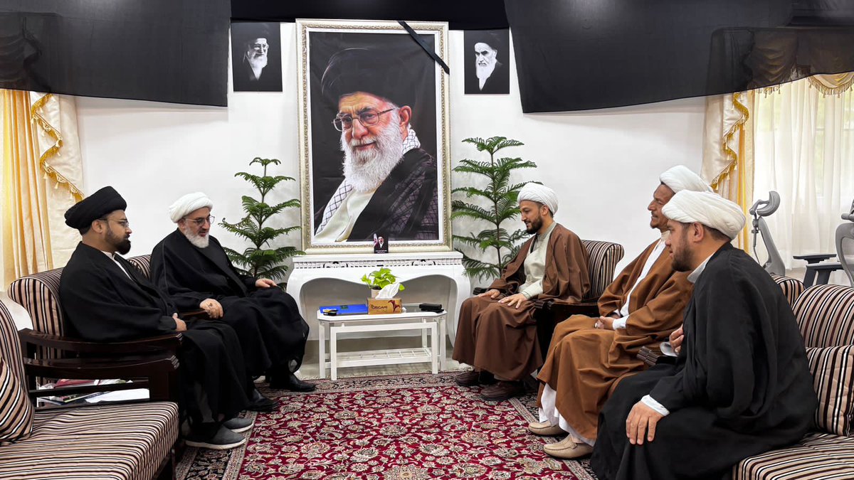 JUIAK_Ladakh's tweet photo. A high-level delegation of  @JUIAK_Ladakh  Jamiat-ul-Ulama Isna Asharia Kargil, led by its President Hujjat-ul-Islam Sheikh @NazirMehdi_ Mohammadi, met with the Representative of the Supreme Leader, Ayatollah Dr. Abdul Majid Hakim Elahi.

The delegation expressed heartfelt condolences on the martyrdom of the Supreme Leader, Grand Ayatollah Syed Ali Hussaini Khamenei (R.A), and condemned and also conveyed deep sympathy over the war imposed on Iran by the United States and Israel the usurper, and also conveyed deep sympathy for the martyrs of Iran — particularly the innocent schoolgirls martyred in the Minab school attack, along with senior military officers, other personnel and citizens. 

Ayatollah Dr. Hakim Elahi appreciated and thanked the people of Kargil, including the President, executive members of Jamiat-ul-Ulama Isna Asharia Kargil, and the wider community of Kargil, for organizing mourning processions, protest rallies, condolence gatherings, and for expressing solidarity with the people of Iran. 
@NazirMehdi_
@SajjadKargili_