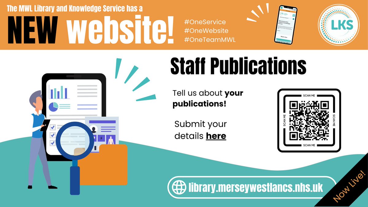 MWLNHSLibrary's tweet image. The Library loves to celebrate 🎉our colleagues at #TeamMWL! We do that by recording any publications you have written. We also add your conference posters! Visit our website for more information library.merseywestlancs.nhs.uk/news/07April20…
#OneService #OneWebsite #OneTeamMWL