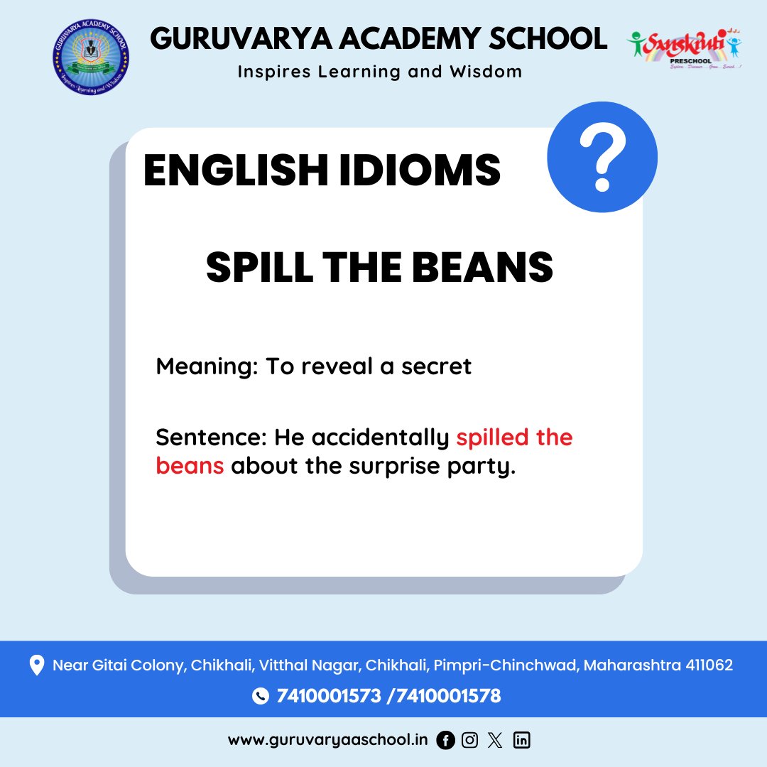 📚 English Idiom – Spill the Beans

#EnglishIdioms #SpillTheBeans #LearnEnglish #Vocabulary #EnglishLearning #DailyEnglish #Idioms #SpeakEnglish #LanguageLearning #Education