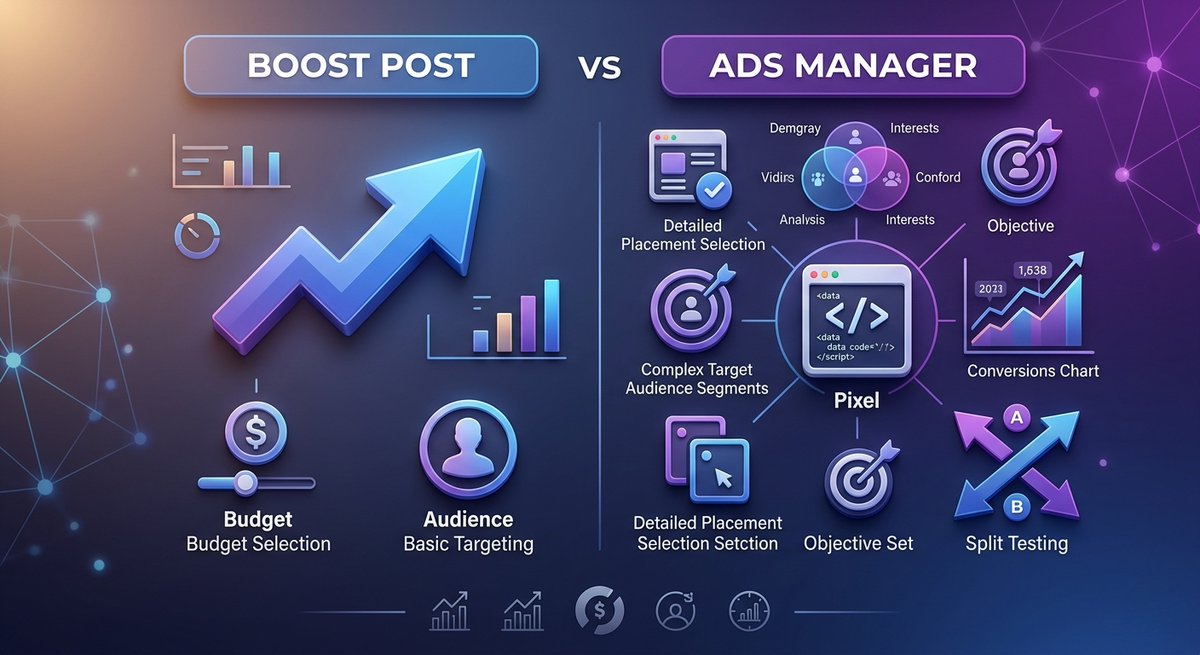 Sijan_82's tweet image. Boost Post" is for awareness, but "Ads Manager" is for ROI.📊

Don't just reach people—reach the right people with: 
✅ Detailed Placement.
✅ Pixel Tracking.
✅ Split Testing.

Stop guessing and start scaling! 📈
#FacebookAds #DigitalMarketing #AdsManager #SijanMahmud #Growth