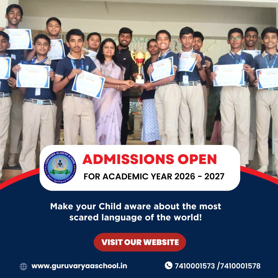 🎓 Admissions Open at Guruvarya Academy School!

Secure your child’s bright future for the Academic Year 2026–2027.

#AdmissionsOpen #SchoolAdmissions #GuruvaryaAcademy #Education #FutureReady #Learning #AcademicYear2026 #EnrollNow #QualityEducation #BrightFuture