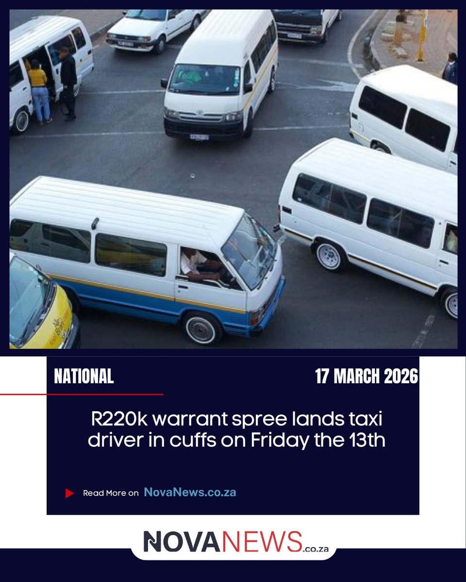Friday the 13th proved unlucky for a Cape Town taxi driver, who was arrested during a roadblock after officers uncovered outstanding warrants totaling R220 150.
 
Follow us &amp; read more at ow.ly/XK9o50Yv8fq
 
#NovaNews #CapeTown #TaxiDriver #UnpaidWarrants #Friday13th