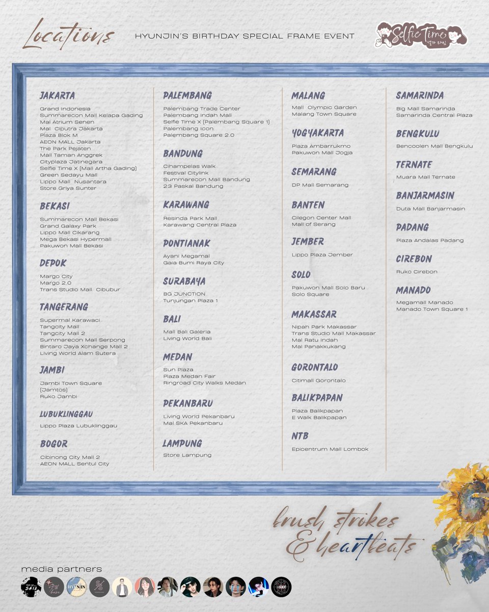 — 𝒷𝓇𝓊𝓈𝒽 𝓈𝓉𝓇𝑜𝓀𝑒𝓈 &amp; 𝒽𝑒𝒶𝓇𝓉𝒷𝑒𝒶𝓉𝓈 ᢉ𐭩 ᩚ

#Hyunjin ‘s birthday special frame event
by <a href="/ninoononie_/">𝓑 — ౨ৎ‧₊˚</a> &amp; <a href="/hjsmjs_/">sya</a>

🗓️ 18 - 31 march 2026
ᯓ⟡ at all <a href="/selfietimeid/">Selfie Time ID</a> locations

share your fun moments with the frames &amp; use #.320masterpieces #.heartsforhyunjin ༉‧₊˚.
