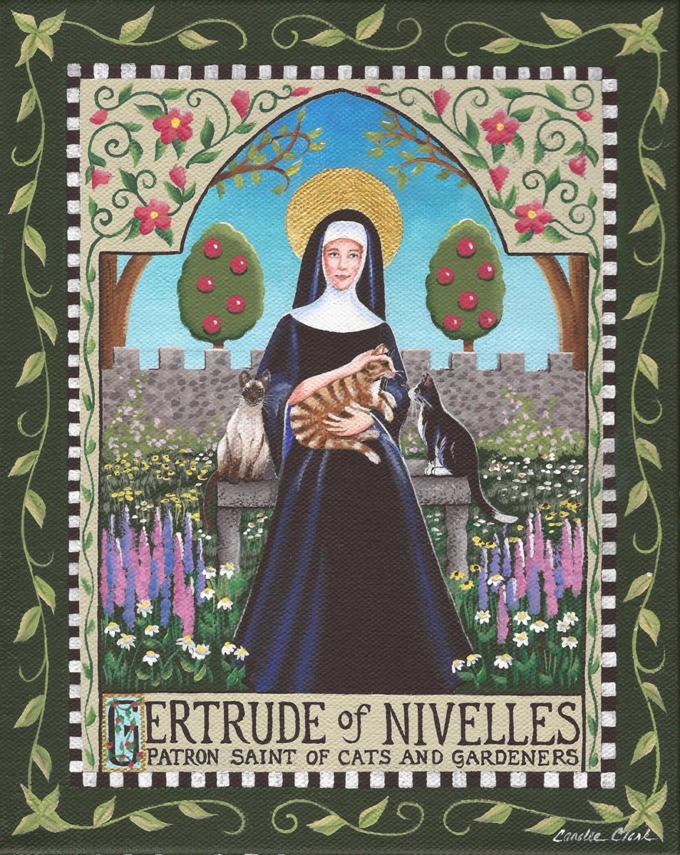 StephenGeoRae's tweet image. St. Gertrude of Nivelles shares her feast day with St. Patrick. She is the patron saint of cats, gardeners and travellers; the original 'Cat Lady'.

#StGertrudesDay😺 #FairytaleTuesday