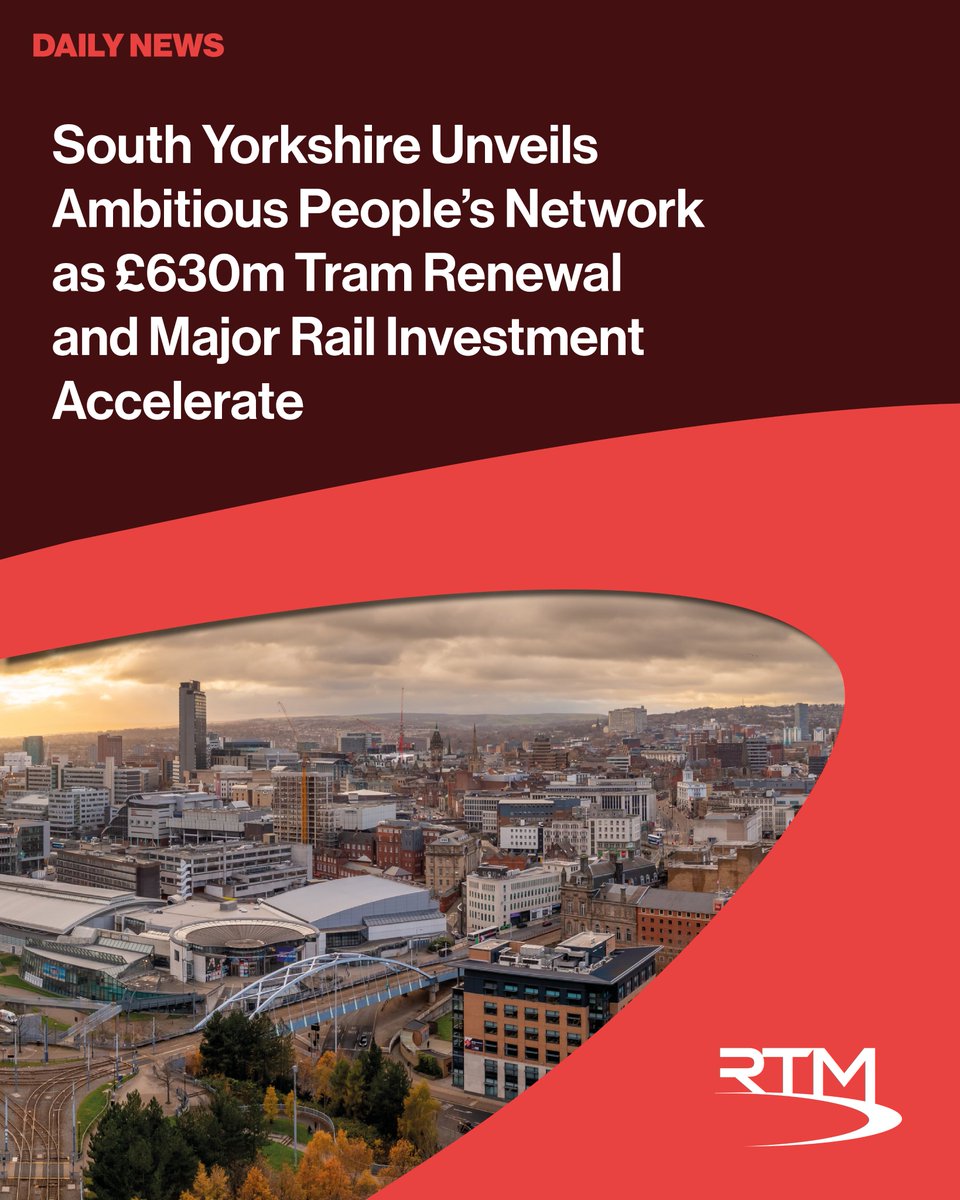 thertmnews's tweet photo. South Yorkshire has unveiled its bold new People’s Network—a major transformation of tram, rail and bus services across the region 🚊🚌🚆

• £630m for tram renewal, new tram fleet, tram‑train expansion + major rail investment through #NorthernPowerhouseRail 💥

Read the full story ⬇️
https://t.co/HWvzS8oBVV

@SouthYorksMCA  @olivercoppard 
#SouthYorkshire #RailIndustry #UKRail #LightRail #TramTrain #PublicTransport #TransportInnovation