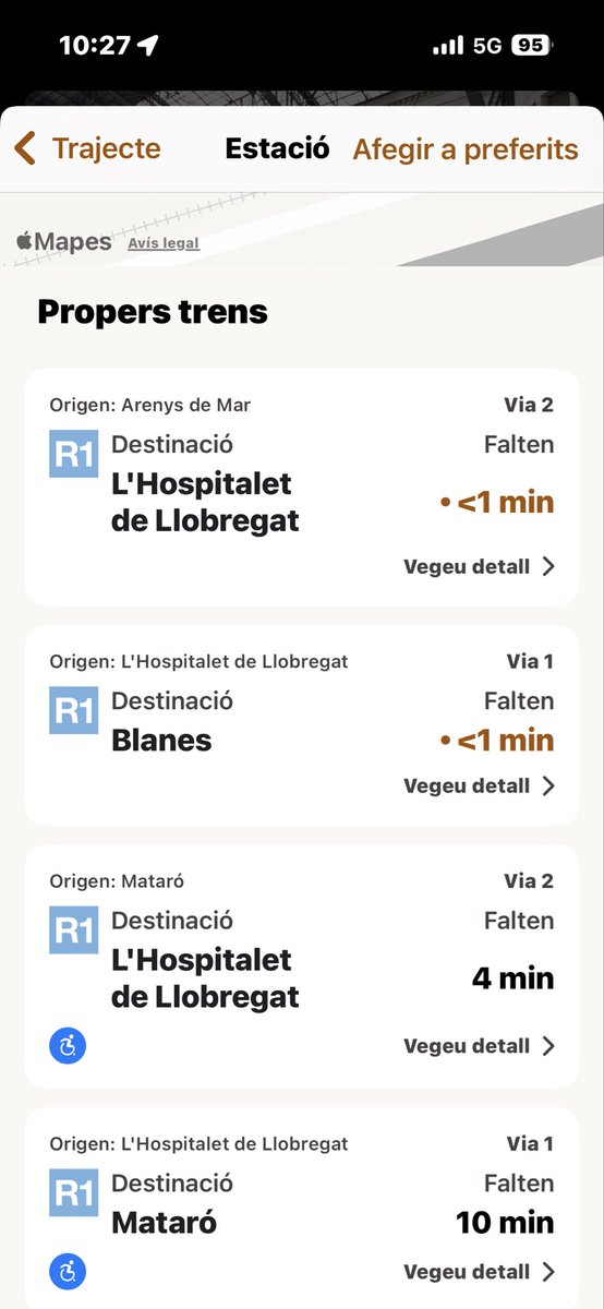 neferes's tweet photo. @rod1cat @rodalies @AfectRodalies Havien de passar 3 trens entre les 10:24h i 10:50h a l’estació el Masnou sentit Barcelona. On són? Ni a l’app en temps real, ni als horaris previstos, ni a la d’Adif. Aquesta és la normalitat al servei? https://t.co/8VIb9rmDsq