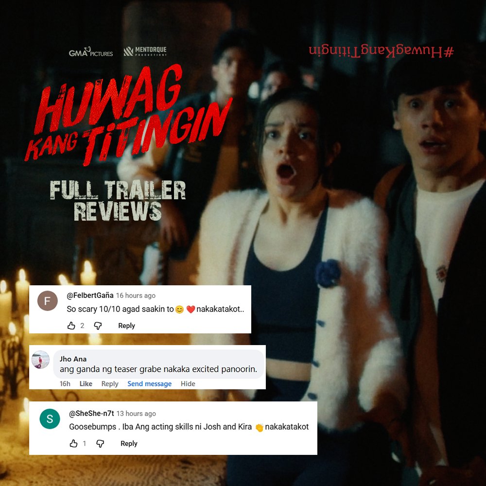 GMAPictures's tweet photo. "GRABE TAAS BALAHIBO KO, KAILANGAN TALAGA MAY KASAMA KA KAPAG MANONOOD!"

Damang-dama na ang takot ng netizens sa OFFICIAL TRAILER ng #HuwagKangTitingin. https://t.co/olTDHezp1e