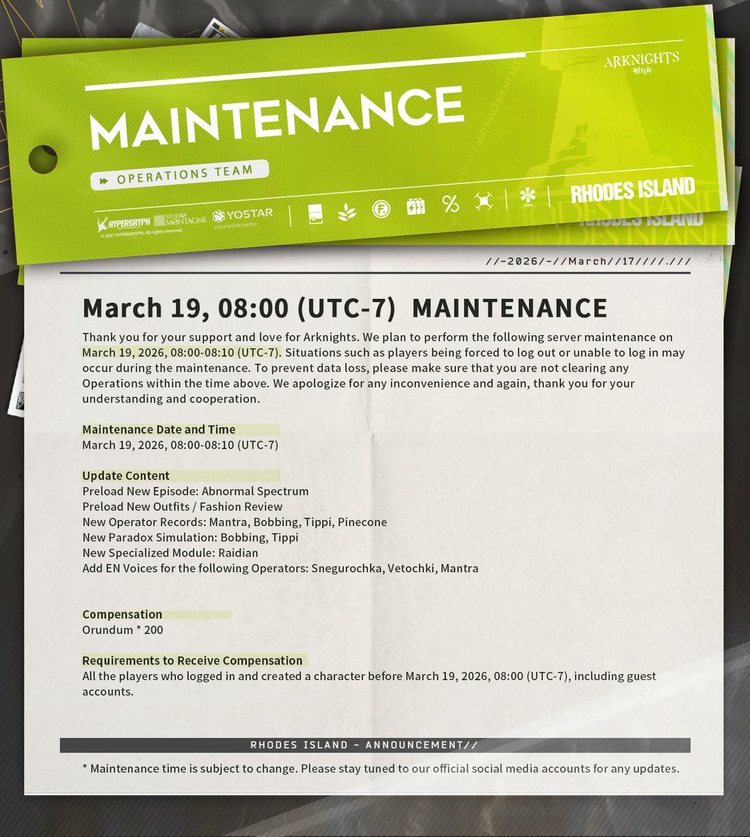 Arknights_EN tweet media