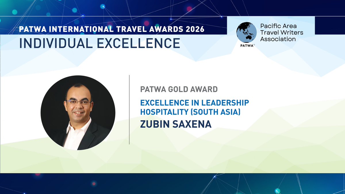 patwaworldwide's tweet photo. 9. PATWA GOLD AWARD - EXCELLENCE IN LEADERSHIP HOSPITALITY (SOUTH ASIA) 
ZUBIN SAXENA

@HiltonHotels @YatanAhluwalia @PulkitSharma__ 

#PATWA2026 #Hospitality #ITBBerlin #Winners https://t.co/PWEH8pvpLk