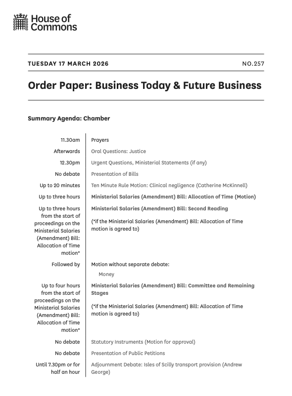 HouseofCommons's tweet photo. The House of Commons sits from 11.30am today.
The #OrderPaper is published each sitting day and lists the business of the House. https://t.co/ypW8xpQr7T