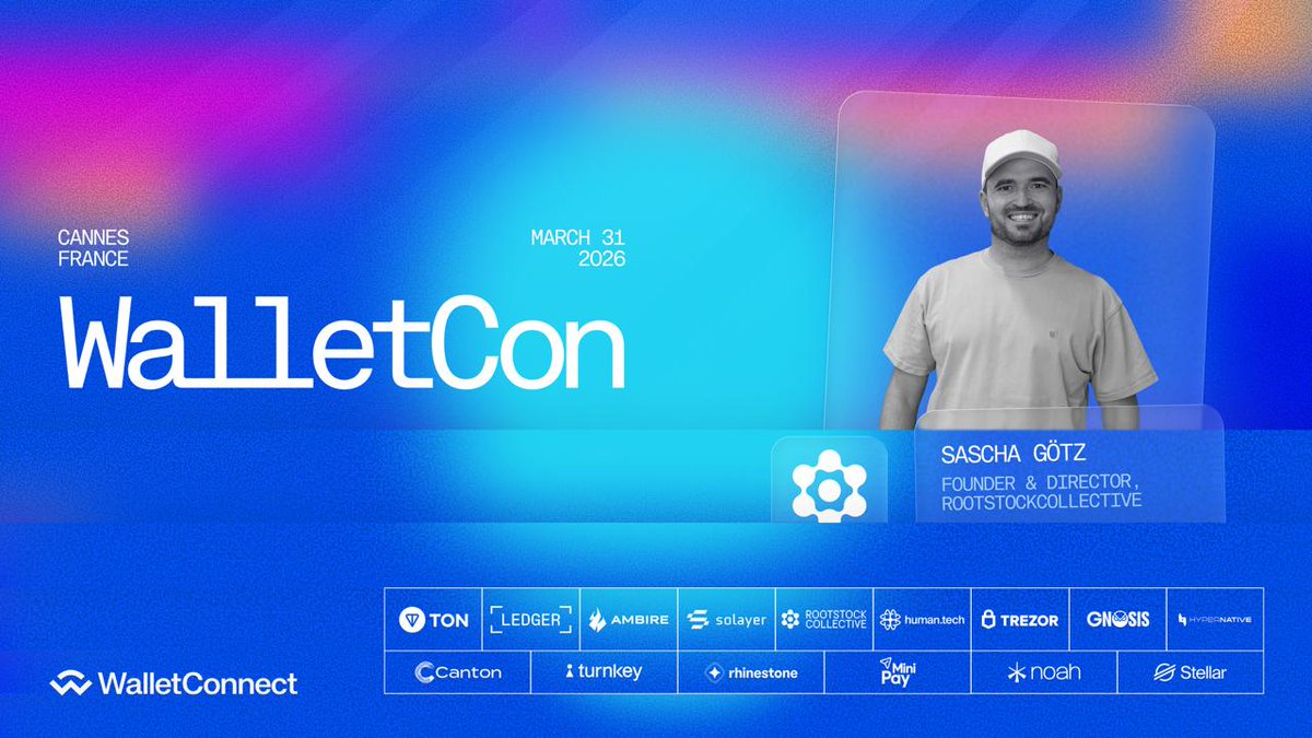 RootstockColl's tweet photo. Our very own @GoetzMr will be hitting the stage at @WalletConnect 's WalletCon! 

🗓️ 31st March
⏰11:35:00 

RSVP now: https://t.co/lNAxUljnkP https://t.co/3u7ylZ97rB