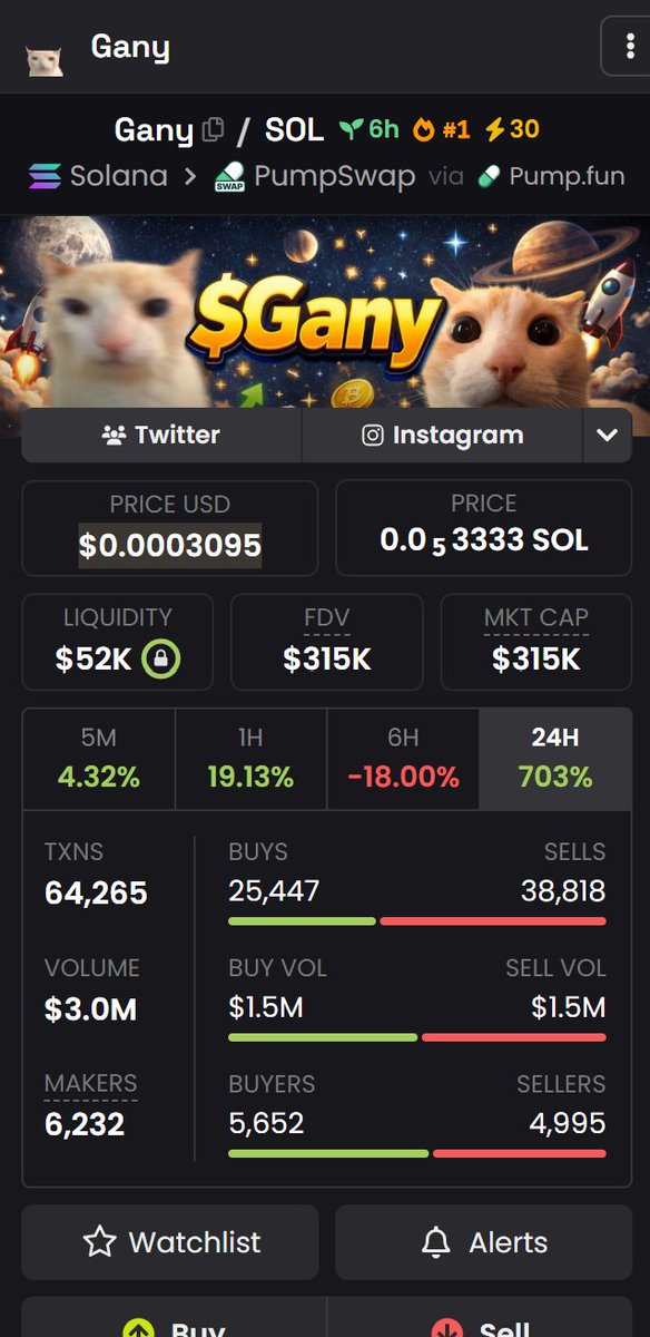 Oracle_Watch's tweet photo. #1 on DEX day 1 keep it up guys!
$Gany https://t.co/gnmCs08A7N