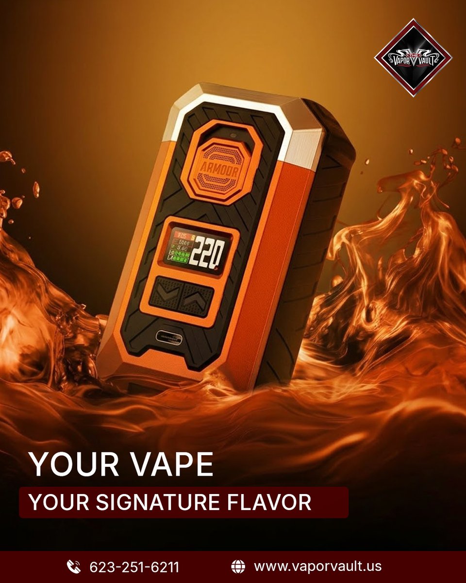 VapeAssociation's tweet image. Create your perfect vape with personalized e-liquid flavors from The Vapor Vault. Match every puff to your taste and style. Craft your signature flavor today.

Visit: vaporvault.us/e-liquids/

#eliquid #vapejuice #vapeflavors #vapelife #vaping