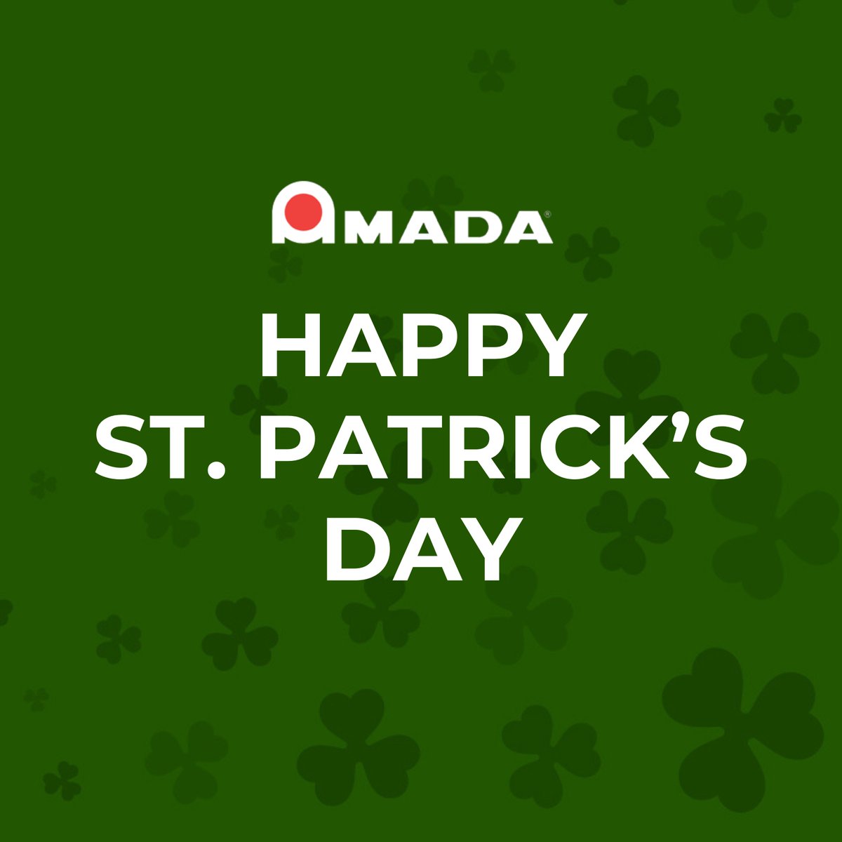 AmadaUKLTD's tweet image. On behalf of the entire team at Amada UK, we would like to wish our customers and colleagues a very Happy St. Patrick’s Day! 🍀

#amadauk #sheetmetal #stpatricksday #ireland #irish