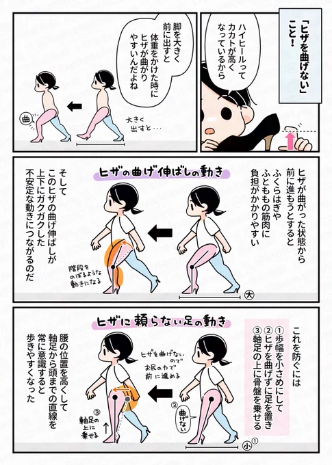 (2/2)
ポイントは「ヒザ」と「着地のしかた」!
この2つをちょっと意識するだけでも歩きやすさが変わりました👠 