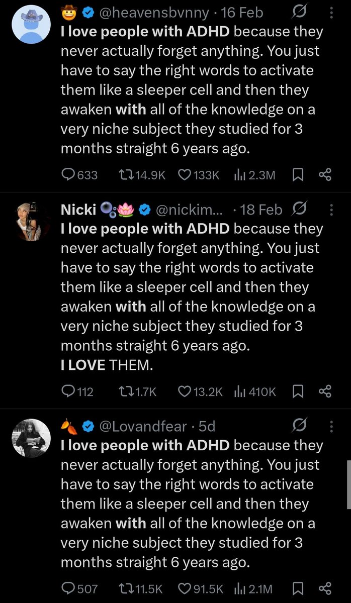 ADHD Hyperfocus Tweet Resonates with Niche Memory Magic