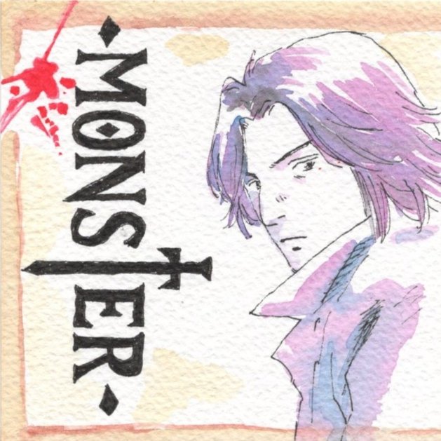 大好きで何度も読んだ浦沢直樹『MONSTER』。好きなのにアニメやってたの知らなかった😅でも配信あるのわかって今毎日のように観ています。いや本当に浦沢直樹天才すぎる！面白い！全74話楽しみ〜✨✨
#浦沢直樹
#MONSTER
#イラスト
#なごみ創作家
#まっちゃん