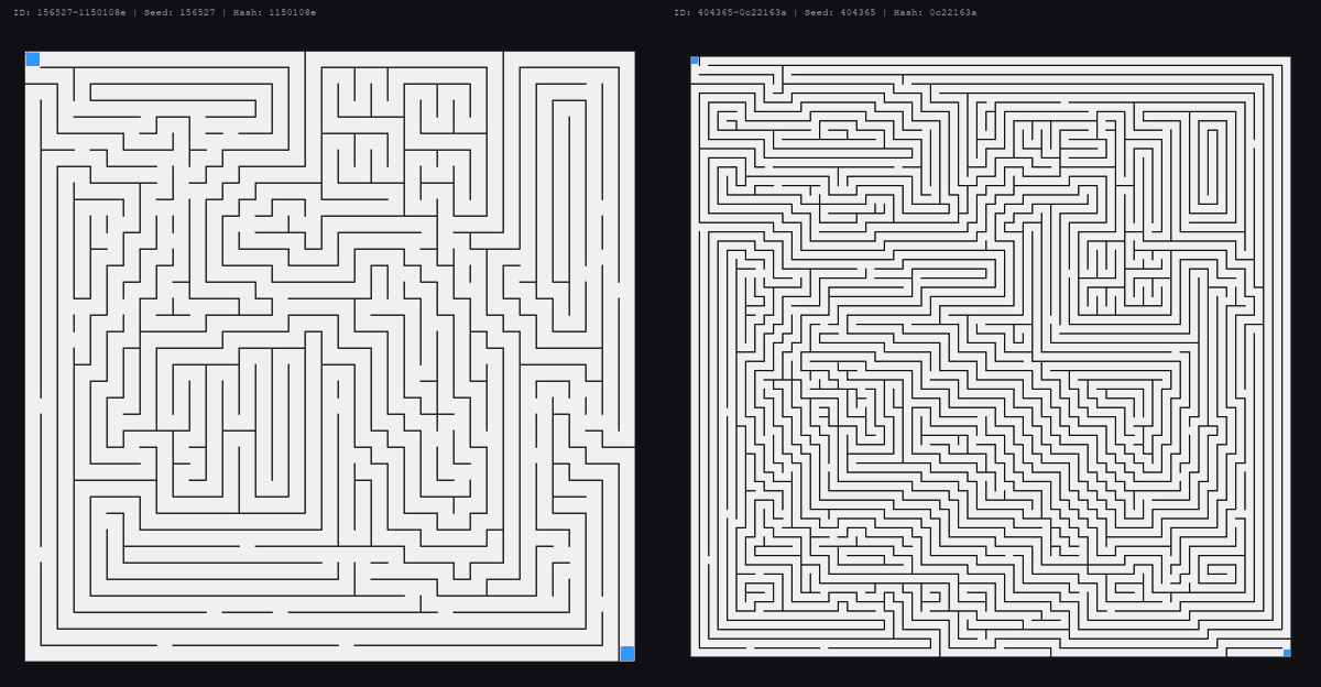 La série des labyrinthes chiants continue.
Je suis tombé sur ceci dans mon espace de génération, ils sont structurellement plus simple que les précédents mais beaucoup plus pénibles pour le cerveau humain :)