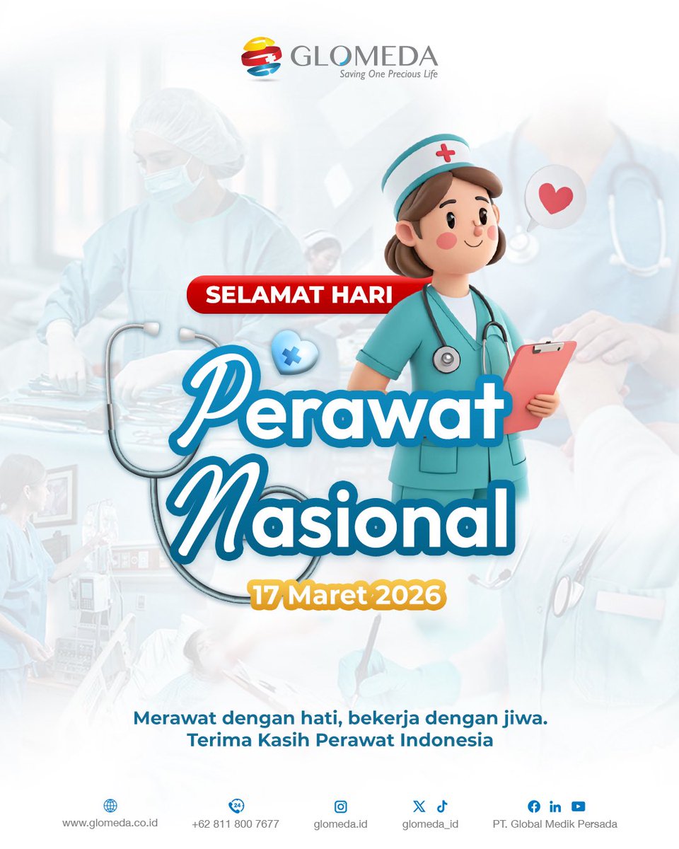 glomeda_id's tweet image. Merawat dengan hati, bekerja dengan jiwa.

Selamat Hari Perawat Nasional!✨

#NationalNursesDay #HealthcareHeroes #SavingOnePreciousLife