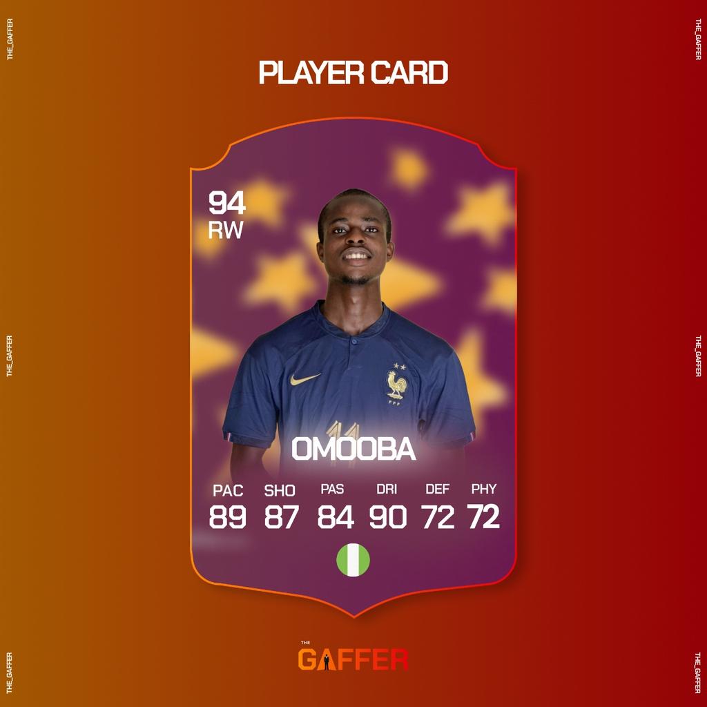 THE_GAFFEER's tweet photo. Player Reveal: Omooba 💎

​📍 School: Bowen University 
🏹 Specialty: Eye for Goal 
⚡️ Weapon: The Wicked Left Foot https://t.co/uUL4CRYHHc