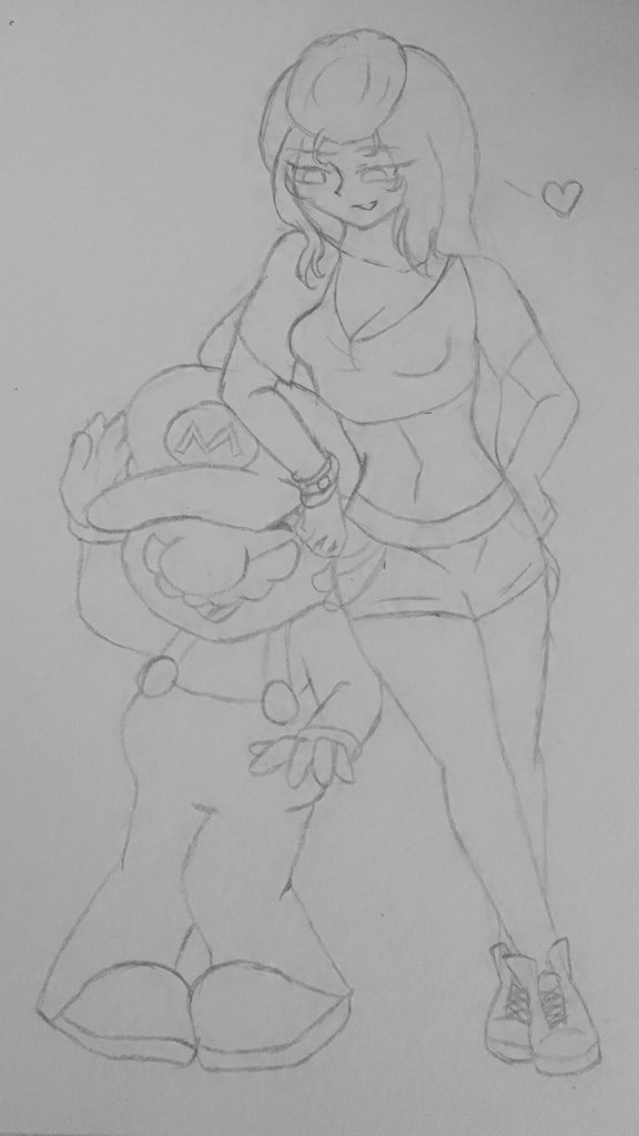 SCaprice61145's tweet photo. It was supposed to be a digital art.but I got lazy,so here's a traditional art of Mario &amp; Lucy(Creator of OC Siren). https://t.co/dfg1mYmCA2