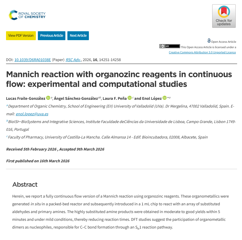organosilanes's tweet photo. Check out our latest publication! If you're into flow chemistry and Mannich reaction, you won't want to miss it!✨️✨️ @RoySocChem 
 
https://t.co/zMY1nVlFt2

#flowchemistry #organicchemistry #royalsocietyofchemistry #research #rscadvances https://t.co/ZaDmSTCUn5