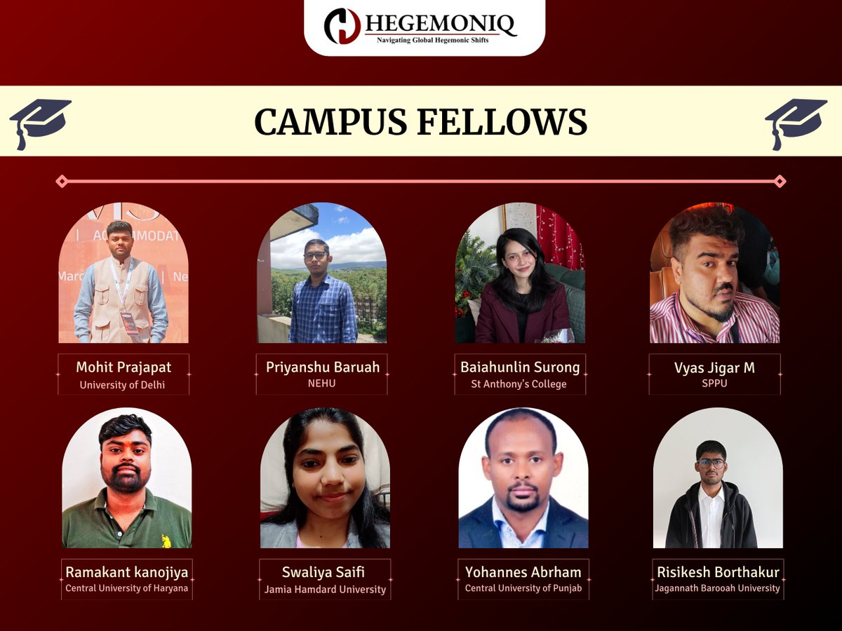 Hegemoniq_'s tweet photo. We’re pleased to introduce our first eight Campus Fellows 🎓 .

A group of talented and driven individuals representing diverse institutions, who will contribute to meaningful conversations, connections, and ideas at Hegemoniq. We look forward to the perspectives they bring as they engage with our work and ongoing initiatives.

#Hegemoniq #CamousFellows