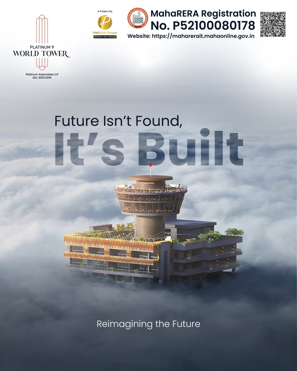 GroupsPlatinum's tweet photo. The future isn’t found, it’s built. Rise above the ordinary at Platinum 9 World Tower and work in a space designed for pioneers of tomorrow. A premium business address where ambition truly takes flight.
#P9WT #Platinum9WorldTower #PremiumWorkspaces #RiseAbove https://t.co/xHTYnsdnd1