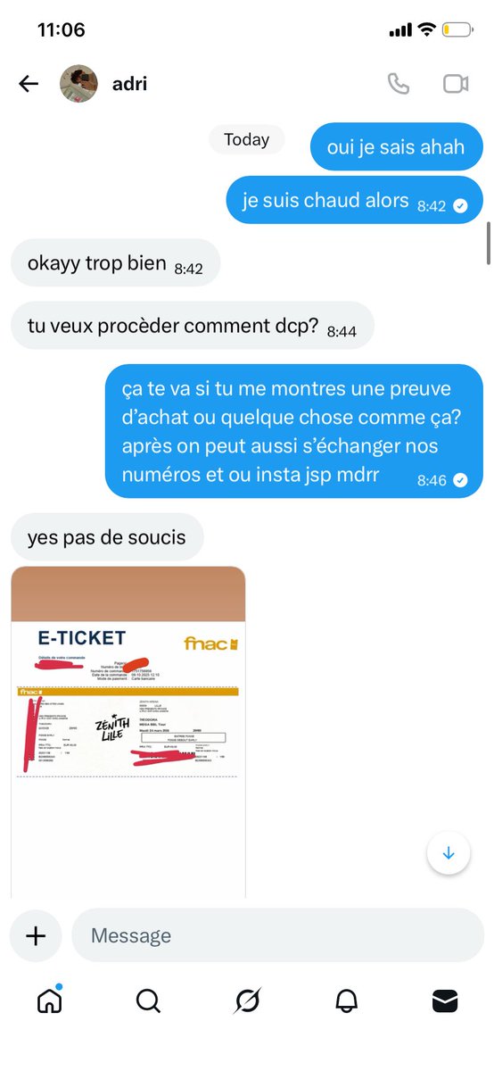 camdcnd's tweet photo. ‼️‼️‼️ @adrienflm0 
ce mec vient de m’arnaquer 120 euros pour le concert de Theodora le 24 mars à Lille, faites attention vraiment mes go!!! 
il m’a fait passer par une plate-forme de paiement Paysafecard c’est une grosse arnaque pour ne jamais récupérer votre argent https://t.co/qCXEQ4Pc3n