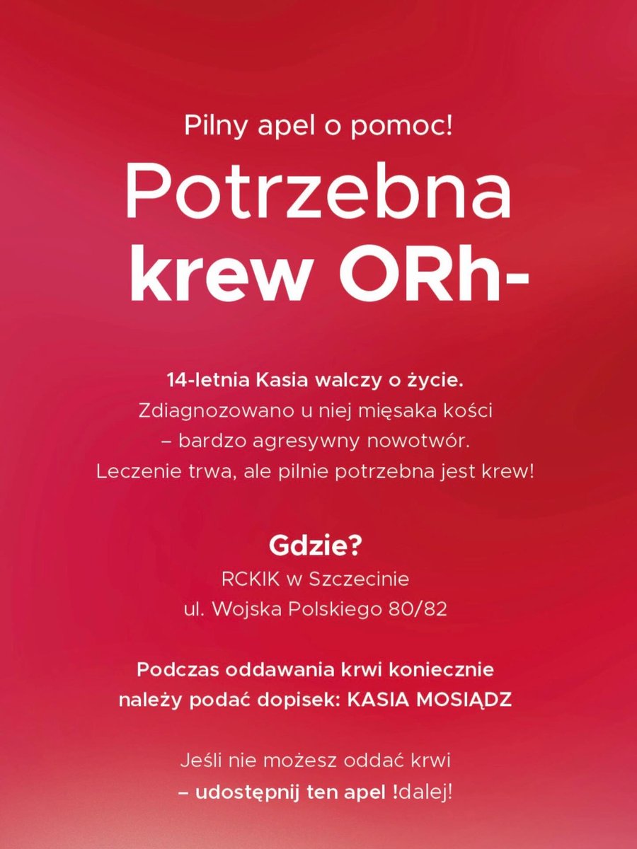 ‼️ Pilnie potrzebna krew ‼️