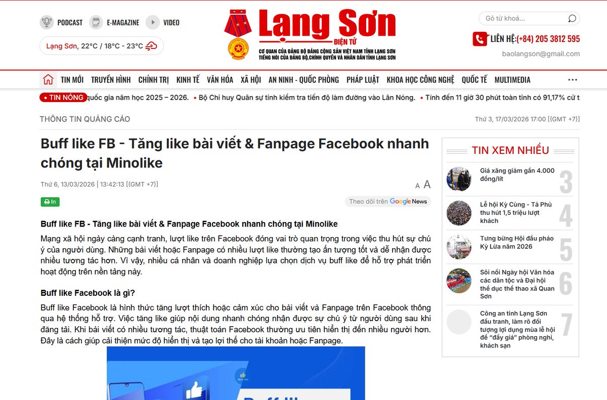 MinoLikevn's tweet image. Buff like Facebook – vì sao nhiều bài viết tăng tương tác nhanh
Có những bài vừa đăng đã có lượng like đáng kể.
Đó không hẳn là ngẫu nhiên.
Một cách tiếp cận đang được dùng khá nhiều:
👉 baolangson.vn/buff-like-fb-t…
#bufflike #facebook