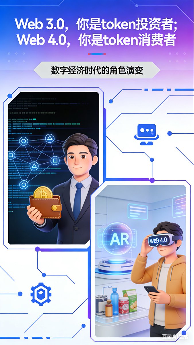 今天和兄弟们<a href="/Whdysseus/">大晖哥Whdysseus</a> 聊出个金句：

Web3.0，你是token投资者🏦
Web4.0，你是token消费者💳