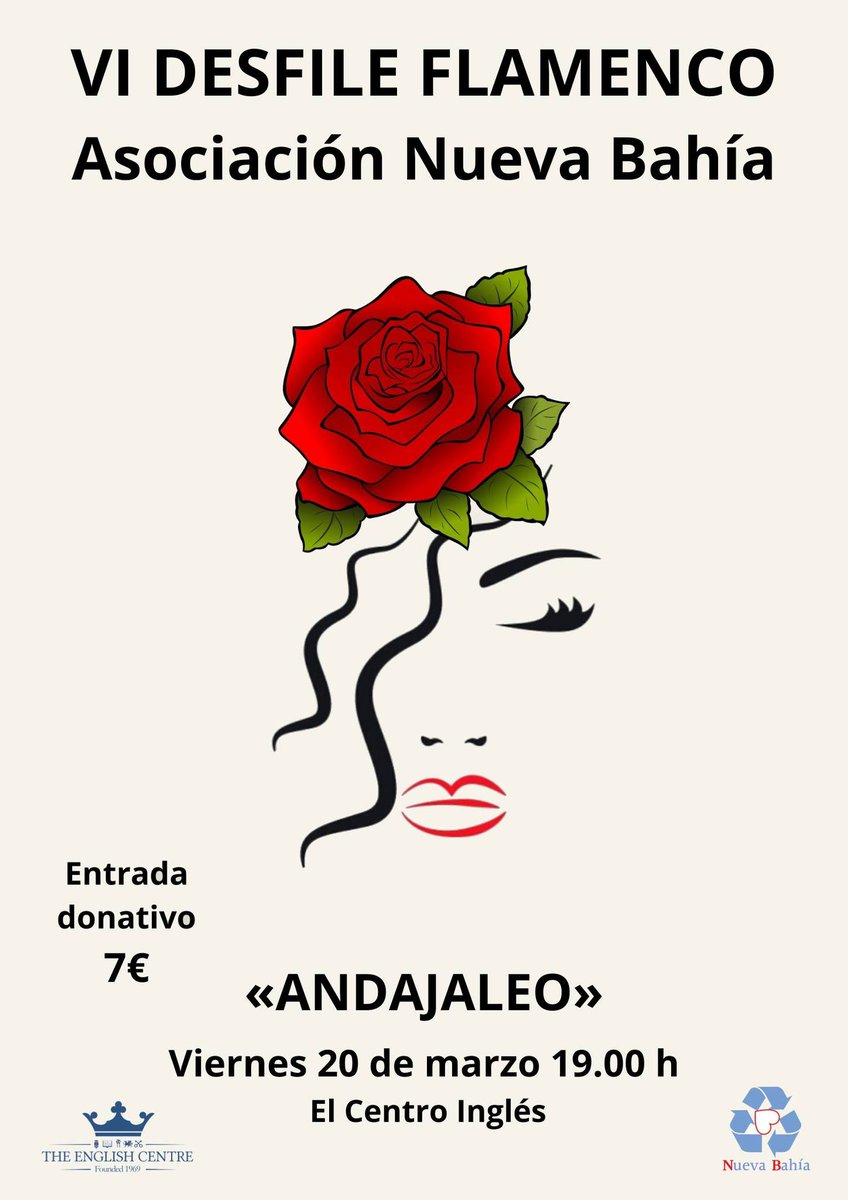 TurismoElPuerto's tweet image. Recuerda que este viernes 20 de marzo a las 19:00 h en el Colegio El Centro Inglés tendrá lugar el VI Desfile Flamenco de la Asociación @nuevabahia.

Entrada donativo 7€. 

#ElPuertoFlamenco #ModaFlamenca #FeriaDePrimaveraYFiestasDelVinoFino 💃🥳🍇🍷