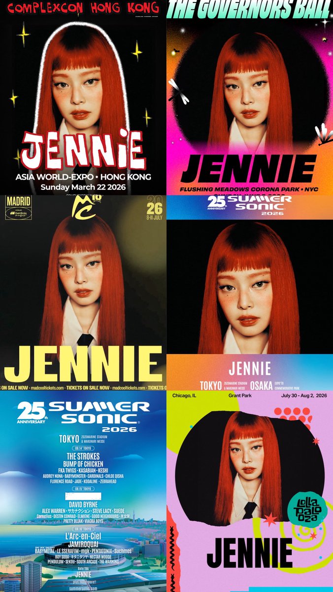 #JENNIE will kick off her festival tour on March 22 in Hong Kong at ComplexCon, followed by stops at Governors Ball (June 7), Mad Cool Festival (July 9), and Summer Sonic Festival in Tokyo and Osaka this August, with more dates to be announced.

She’s also officially set to