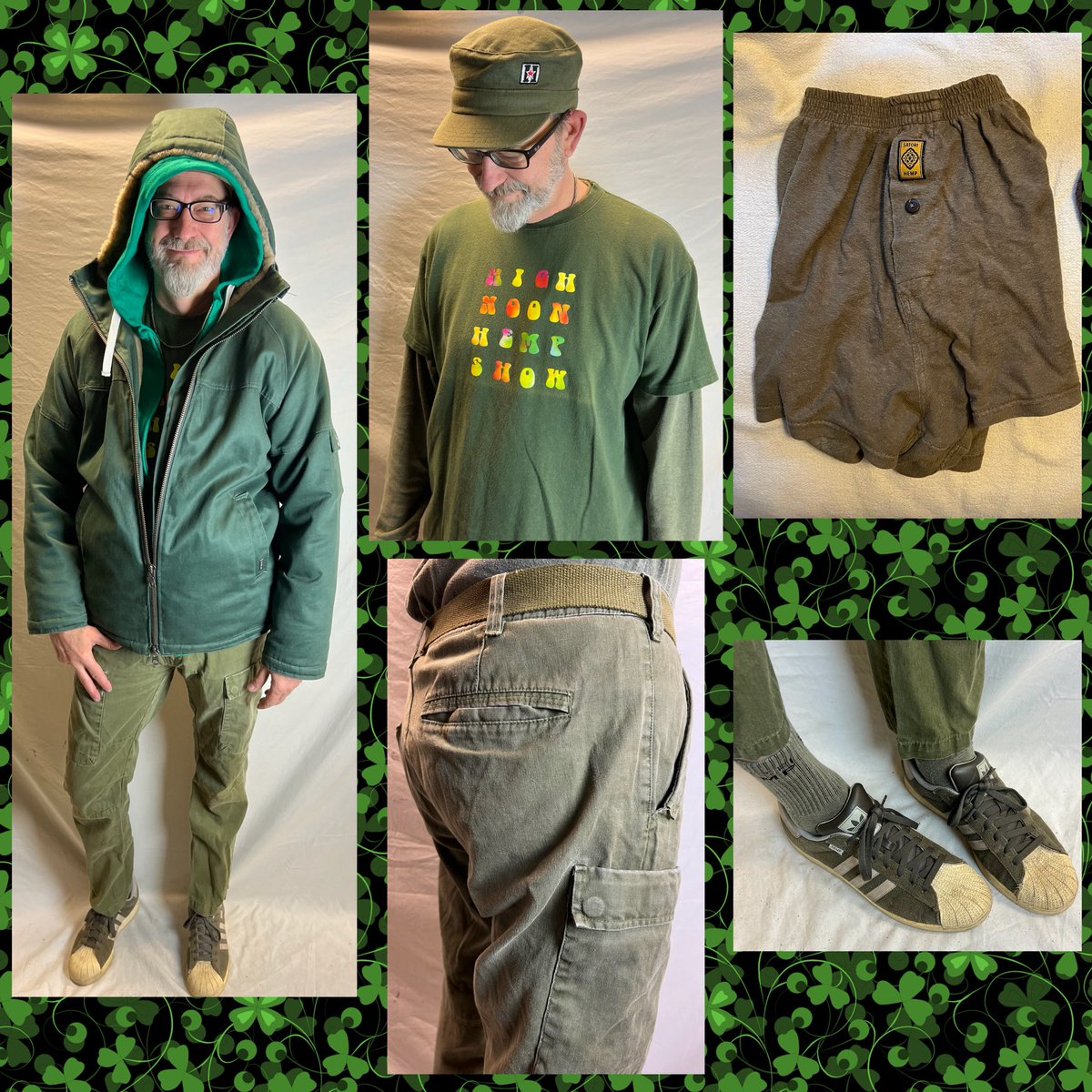 Hemptations's tweet photo. 10 Shades of Green

#highnoonhempshow
#Adidas
#Hempys
#SatoriMovement
#Onno
#Jungmaven
#HempHoodlamb https://t.co/AMTqCu7v2h