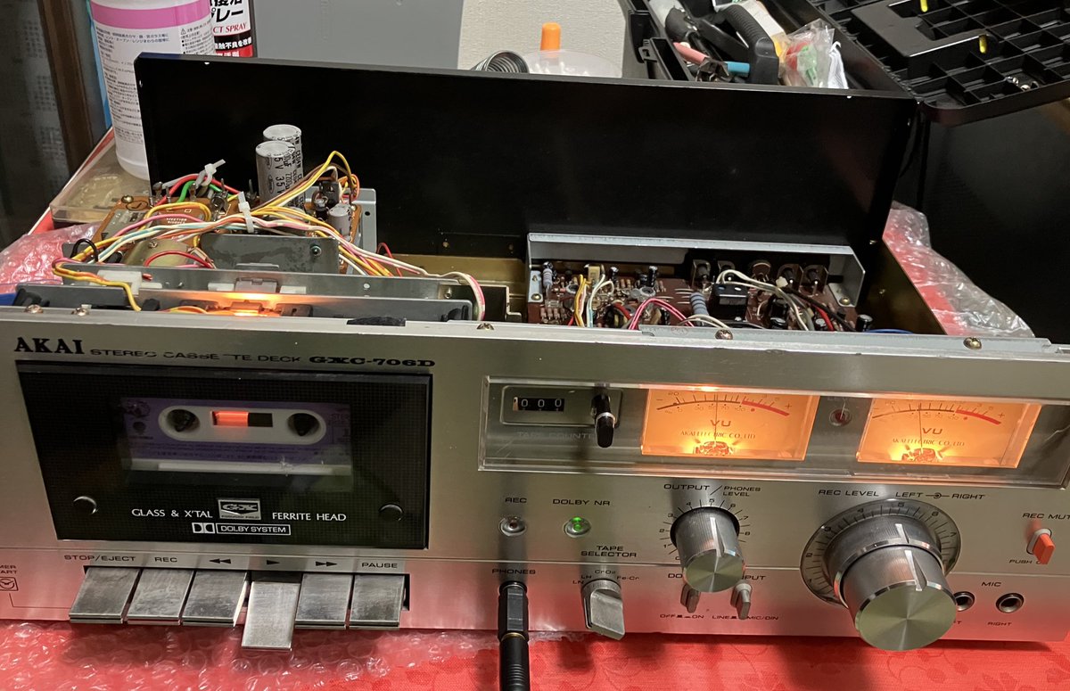 ベルト交換後の試運転
電気系統はOK👍
AKAI GXC-706D