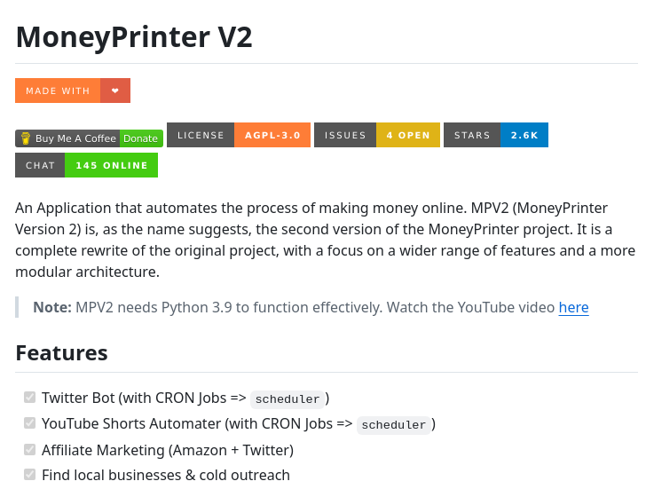 This GitHub repo can make money while you sleep.
No joke.

Twitter bots
YouTube Shorts automation
Affiliate marketing

Open-source.

github.com/FujiwaraChoki/…
