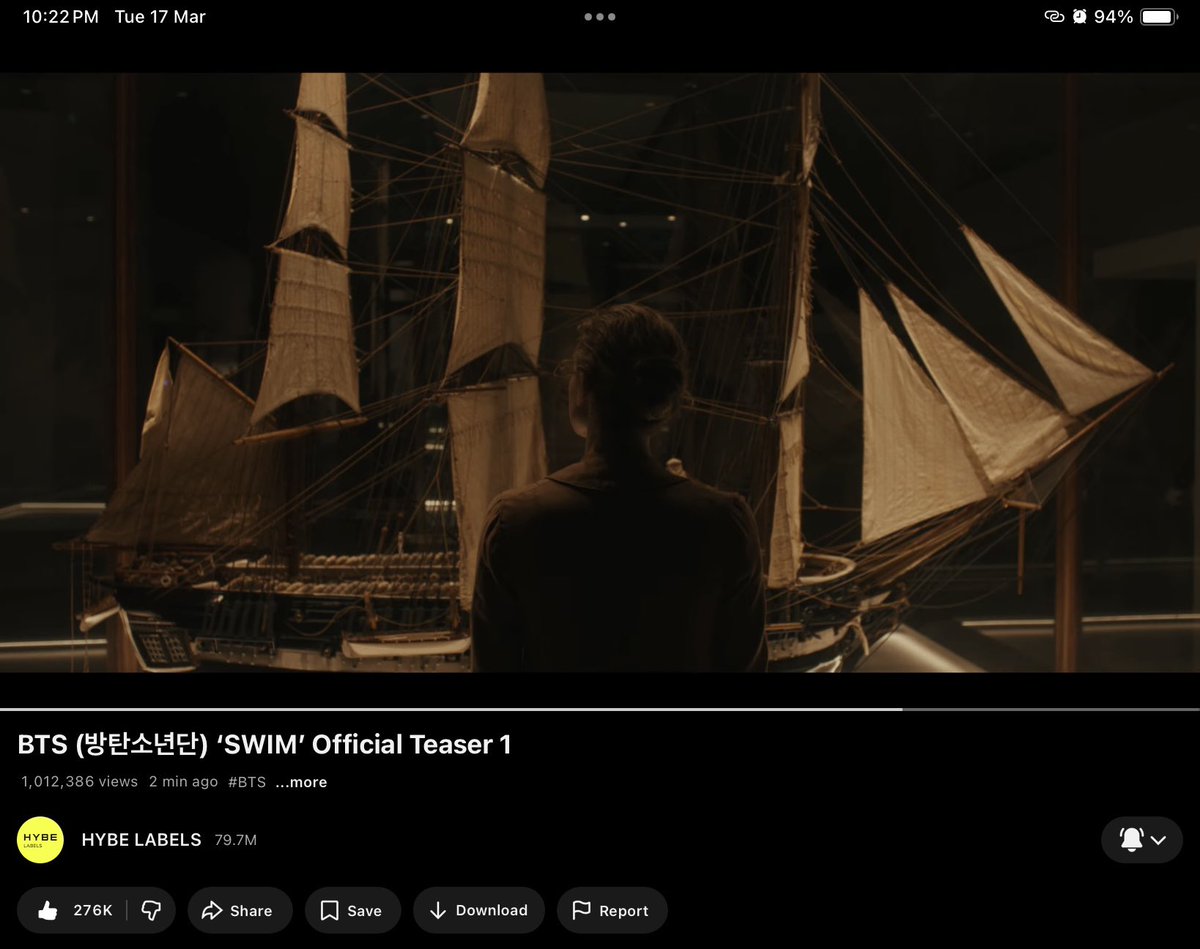.<a href="/BTS_twt/">방탄소년단</a> ‘SWIM’ Official Teaser 1 มียอดวิวทะลุ 1 ล้านแล้วบน YouTube ภายในเวลา 22 นาที!

พร้อมด้วยยอดไลก์ 276k
🔗 youtu.be/GuPhSLBYOeg

#BTS_ARIRANG #BTS_SWIM
