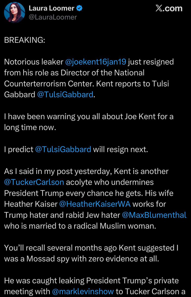 Laura Loomer needs to be removed from the public and put into a mental asylum. She’s actively undermining our government, she has more power than 10,000,000 real American Patriots.

Every post she makes should radicalize you to hate this cadre running foreign influence in our