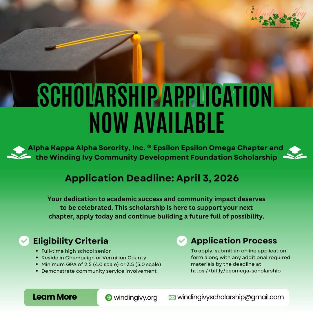 EEOmegaAKA's tweet photo. Apply for the 2026 scholarship, offered by Alpha Kappa Alpha Sorority, Incorporated® Epsilon Epsilon Omega Chapter with the Winding Ivy Community Development Foundation.

Apply at: https://t.co/jv0q88HLNh by April 3, 2026. 

#AKAEpsilonEpsilonOmega
#windingivycommunityfoundation https://t.co/dgjXVW0C6b