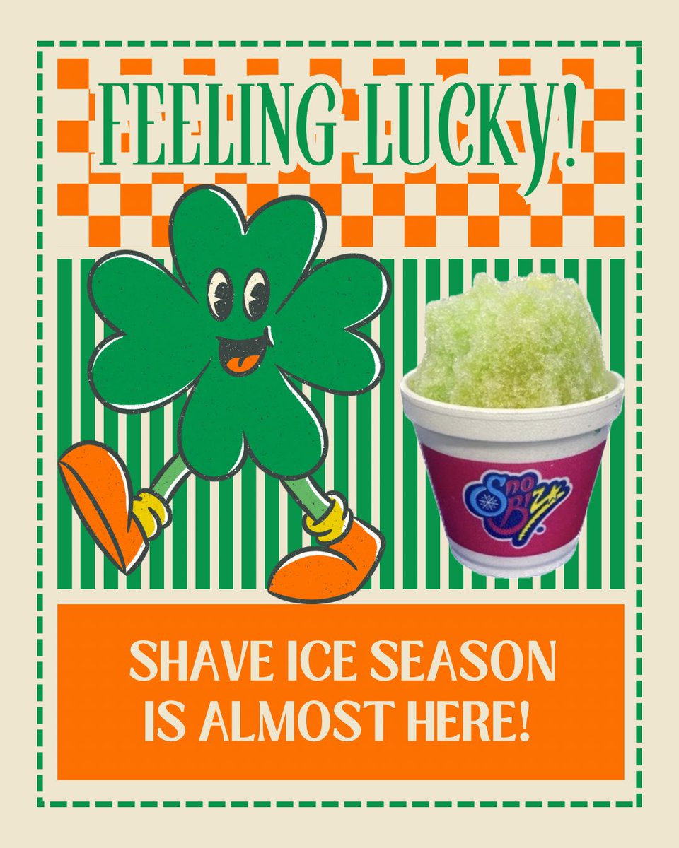 SnoBiz_OFallon's tweet image. Happy St. Patrick’s Day! ☘️ We hope we are lucky enough to see you on Opening Day…Friday, April 10th. 2:30-9:00. 🍧Until then, stay warm! ❄️ #snobiz #stpatricksday