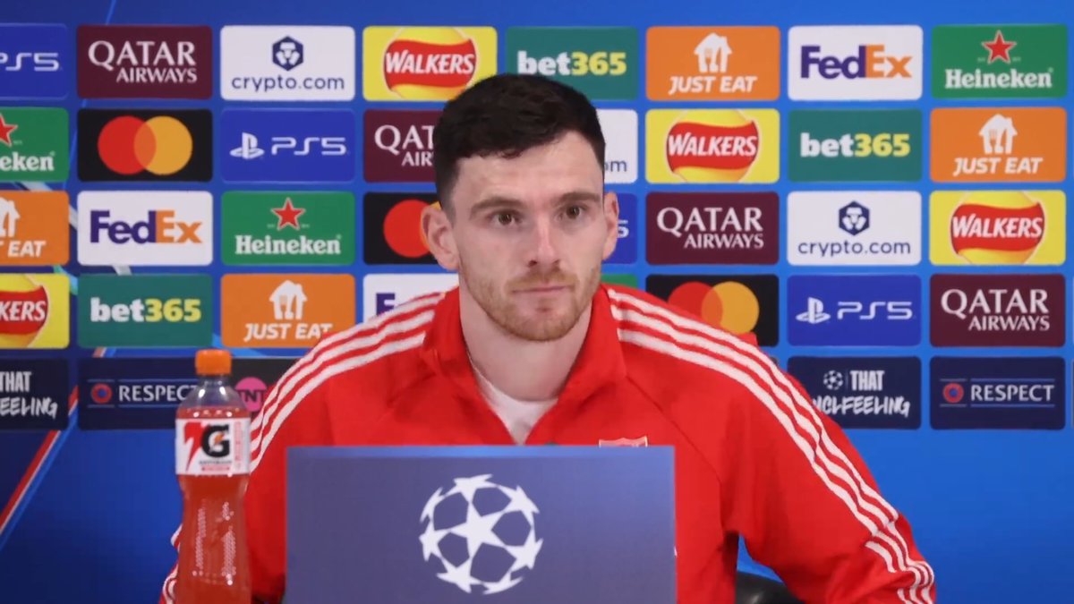 LFCExtensive's tweet photo. 🗣️ روبيرتسون عن مستقبله: بعد 24 ساعة هناك مباراة كبيرة في الأبطال — لا احد يجب ان يتكلم عن مستقبله. #UCL https://t.co/0gJg8uyjYu