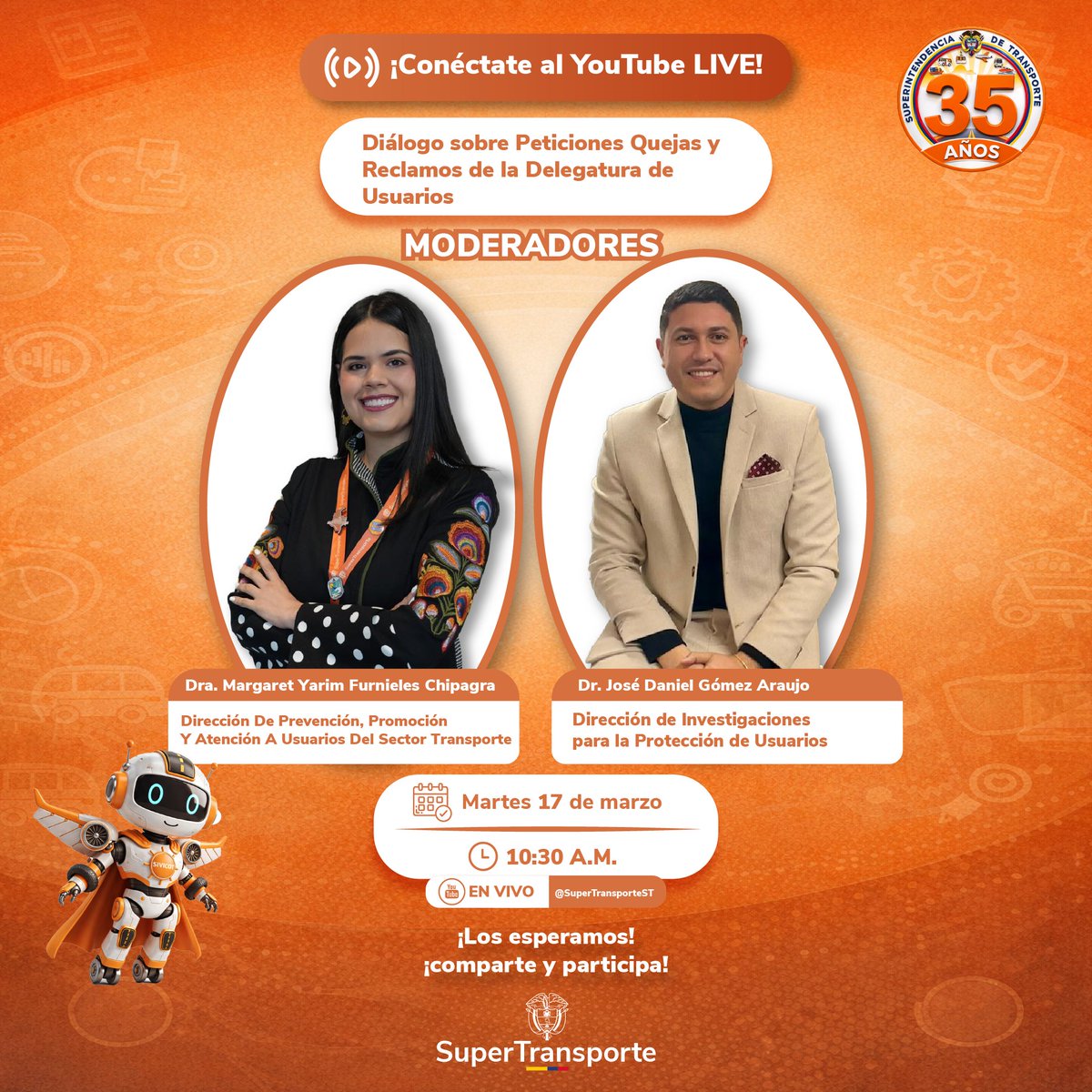 Supertransporte's tweet image. #AEstaHora damos inicio a nuestro #YouTubeLive "Activa tus Derechos", abordando temas referentes a los PRQSDF en lo correspondiente a la Protección de los Derechos de los Usuarios y Usuarias del sector transporte.
youtube.com/watch?v=eJcEHf…