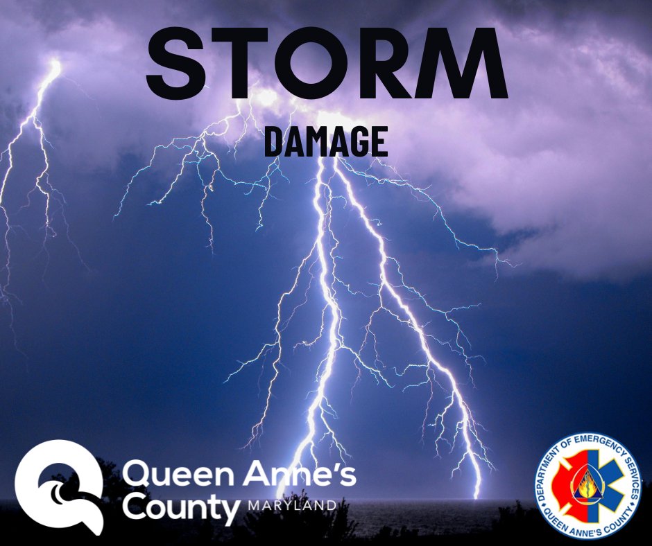 Following last night's storms, the National Weather Service is surveying damage in Queen Anne's County. Report damage with description, photo, and location here: qac.org/FormCenter/Onl…