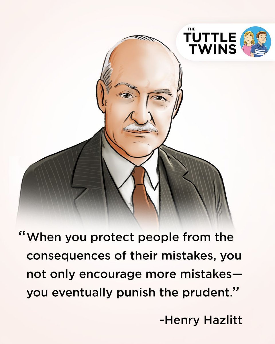 tuttletwins's tweet image. When you protect people from their mistakes, you punish those who act responsibly. 💭

Teach your kids why freedom and responsibility go hand-in-hand: buff.ly/8CrQ4Hn
#TuttleTwins #FreeMarkets #Responsibility