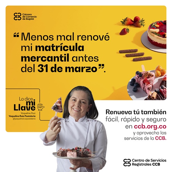 pablocalderonr's tweet photo. Empresario, comerciante, tendero, negociante y/o emprendedor de Bogotá y Cundinamarca, desde la .@camaracomerbog te invitamos a renovar la matrícula mercantil y la de tu negocio. Hazlo oportunamente, antes del 31 de marzo, fácil, rápido y seguro, en https://t.co/gyOZcS8TIz. https://t.co/p95TpbQ4QT
