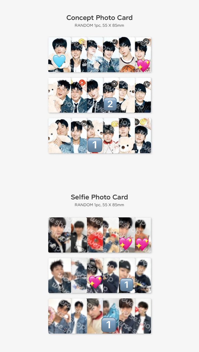 Usn00pyU's tweet photo. 【交換】super junior RANDOM TRADING CARD SET A B season's greetings シーグリ トレカ

［譲］数字のもの(シンドン,リョウク,ドンへetc)
［求］💖>🩵(イトゥク,イェソン,ウニョク,キュヒョン)

郵送での交換希望。まとめての方優先。お心当たりのある方はお気軽にお声掛けください🍩 https://t.co/aMSFjJLqrB