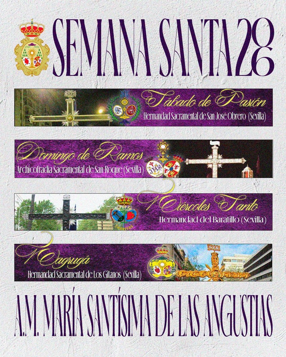 Sevilla será testigo, un año más, del acompañamiento del L𝐞𝐠𝐚𝐝𝐨 𝐝𝐞 𝐥𝐚 S𝐚𝐥𝐮𝐝 a Hermandades que son historia viva de nuestra ciudad. Presente y futuro se dan la mano haciendo nuestra Semana Santa.

Sábado de Pasión <a href="/HermandadSJO/">Hermandad de San José Obrero</a> 

Domingo de Ramos <a href="/Hdad_SanRoque/">Hdad. de San Roque</a>