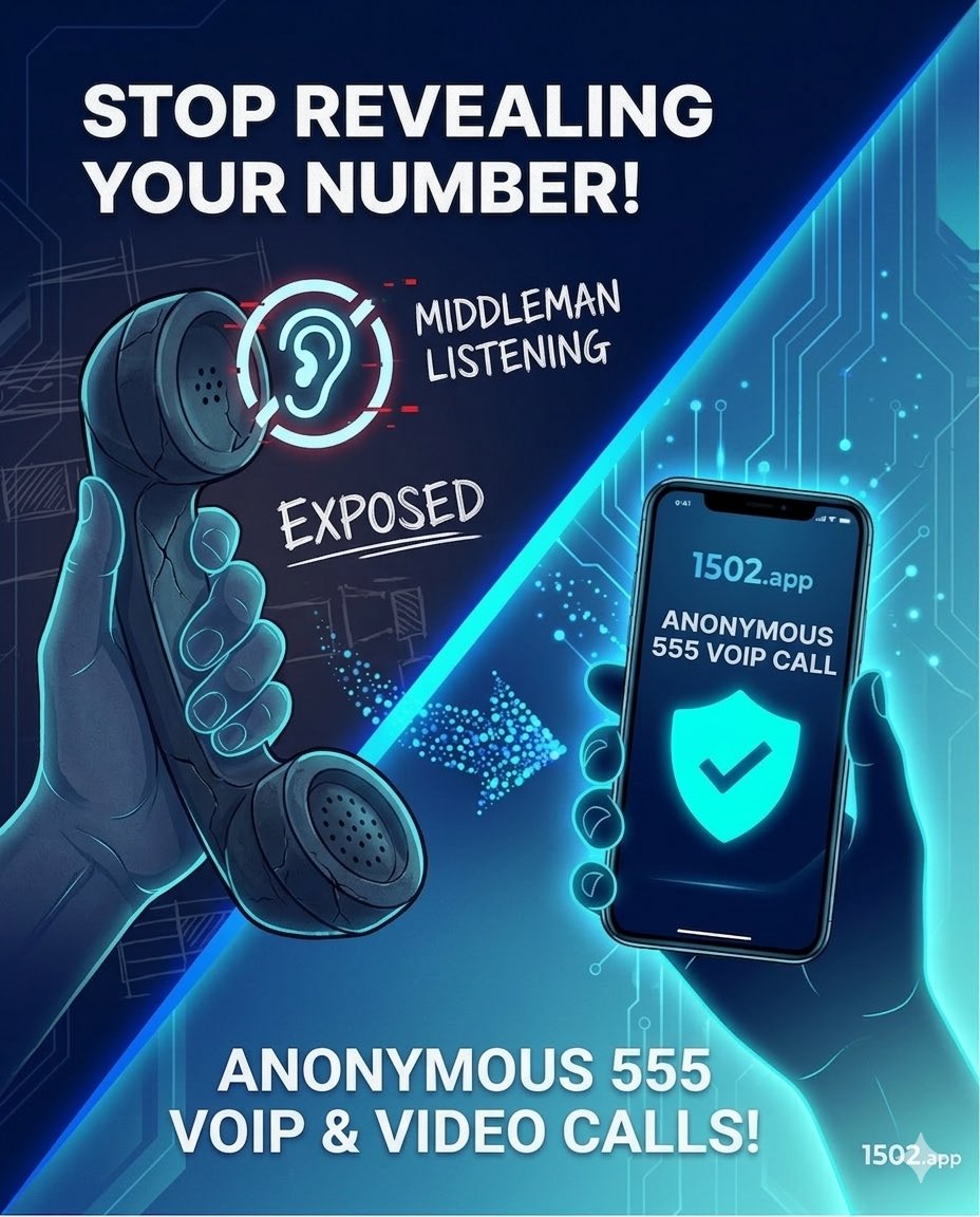 Stop revealing your number! 🛡️
Legacy platforms leave your professional calls exposed. Middleman monitoring is real.
1502.app has Secure, #Anonymous 555 #VOIP. Reclaim your autonomy. 🚀
🔗 1502.world

#1502App, #Privacy #security