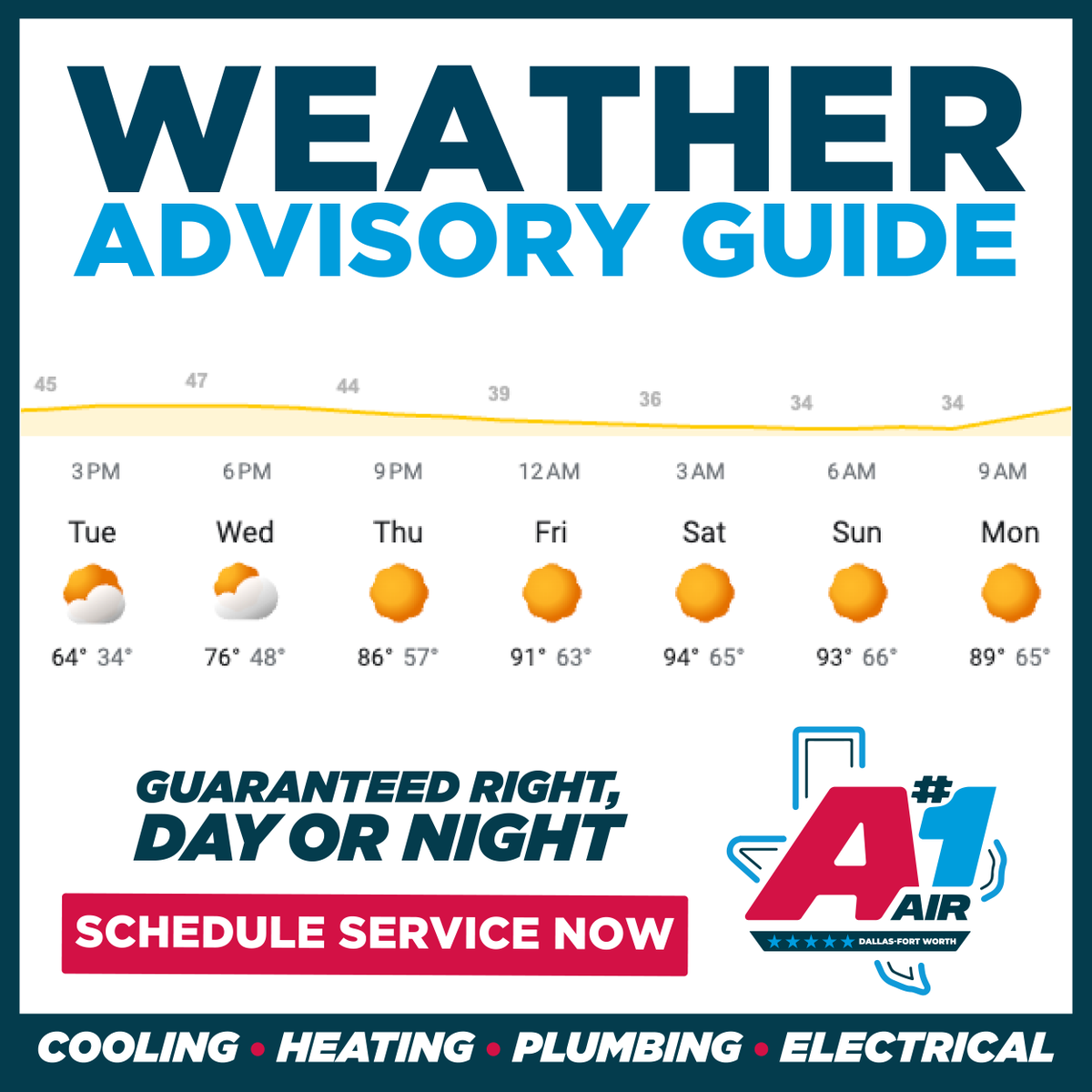 anumber1air's tweet image. The cold lasts through Tuesday, with hot days coming soon! 🌡️ Make sure your home stays comfortable no matter the weather🛠️

Schedule now for service guaranteed right, day or night✅ (link in bio)

#A1Air #HVAC #Electrical #Plumbing #Generator #WeatherAdvisoryGuide #Freeze #Cold